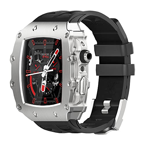 GMJGCIRVC Rubber Uhrengurt Metallkoffer Assembler-Kit ， für 9 8 7 45mm 6 5 4 Se 44mm Uhr Ersetzen Sie Anti-Fall Cool Sport Armband Männer Frauen Fashion Watch Band Set von GMJGCIRVC