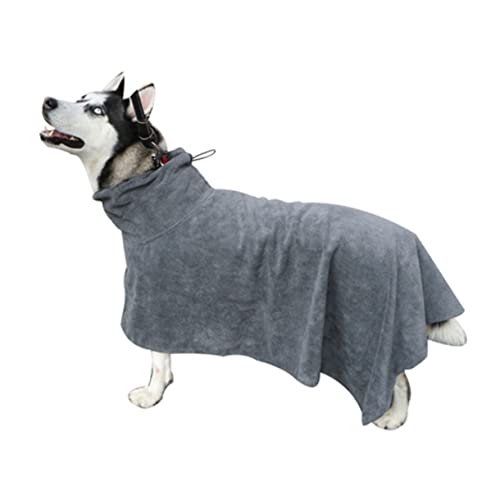 GMJGCIRVC Schnelltrocknen Haustierbad Handtuch Super saugfähige Mikrofaserhund Bad Robe graue Duschen Wet Walks Kragen Design für Komfort von GMJGCIRVC
