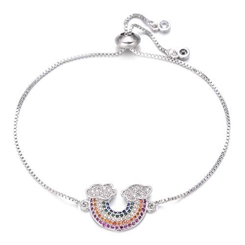 GMJGCIRVC Schöner Regenbogen-Anhänger für Damen und Mädchen, verstellbare Kette, Zirkonia, Kristall, Damenschmuck, Geschenk GMJGCIRVC Schöner Regenbogen-Anhänger für Damen und Mädchen, verstellbare Kette, Zirkonia, Kristall, Damenschmuck, Geschenk von GMJGCIRVC