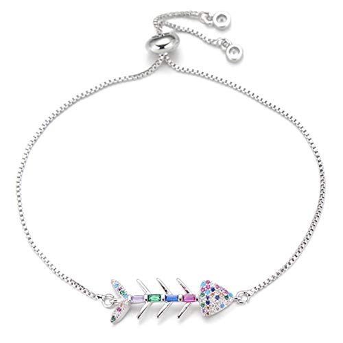 GMJGCIRVC Schöner mehrfarbiger Cubic Zirkonia Fishbone für Frauen Mädchen Anpassung der Kette von GMJGCIRVC