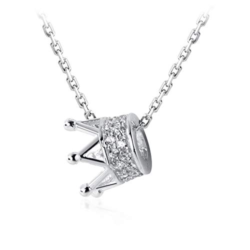 GMJGCIRVC Slester Silber Silber Kette Königin Kronkronung Anhänger Halskette weibliche elegante Schmuck Geschenk für Frauen Mädchen von GMJGCIRVC