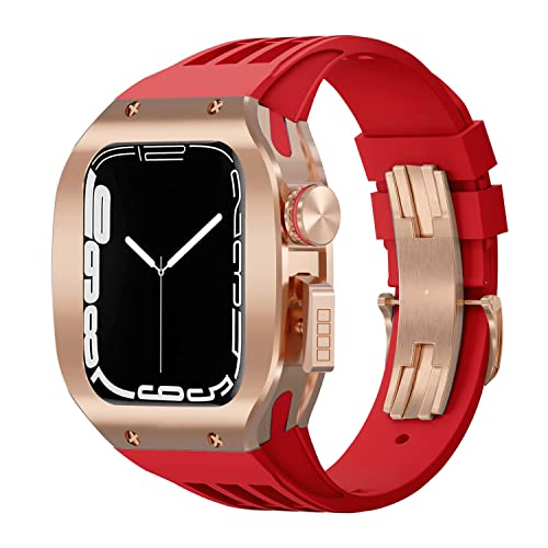 GMJGCIRVC Sport Rubber Watch Band Titanium Alloy Watch Case Modification Kit ， für 8 7 6 5 4 SE 44mm 45mm Serie Uhr Upgrade -Austausch Luxus Uhrengurt Kit von GMJGCIRVC