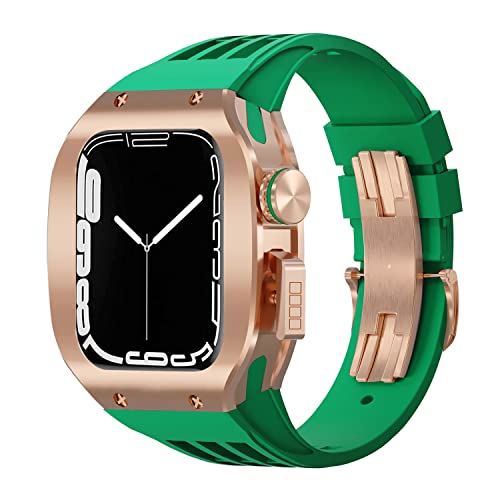 GMJGCIRVC Sport Rubber Watch Band Titanium Alloy Watch Case Modification Kit ， für 8 7 6 5 4 SE 44mm 45mm Serie Uhr Upgrade -Austausch Luxus Uhrengurt Kit von GMJGCIRVC