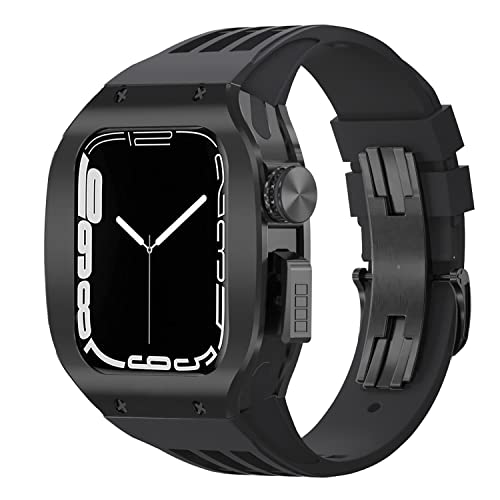 GMJGCIRVC Sport Rubber Watch Band Titanium Alloy Watch Case Modification Kit ， für 8 7 6 5 4 SE 44mm 45mm Serie Uhr Upgrade -Austausch Luxus Uhrengurt Kit von GMJGCIRVC