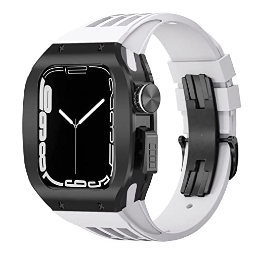 GMJGCIRVC Sport Rubber Watch Band Titanium Alloy Watch Case Modification Kit ， für 8 7 6 5 4 SE 44mm 45mm Serie Uhr Upgrade -Austausch Luxus Uhrengurt Kit von GMJGCIRVC