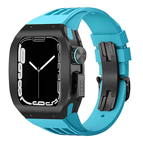 GMJGCIRVC Sport Rubber Watch Band Titanium Alloy Watch Case Modification Kit ， für 8 7 6 5 4 SE 44mm 45mm Serie Uhr Upgrade -Austausch Luxus Uhrengurt Kit von GMJGCIRVC