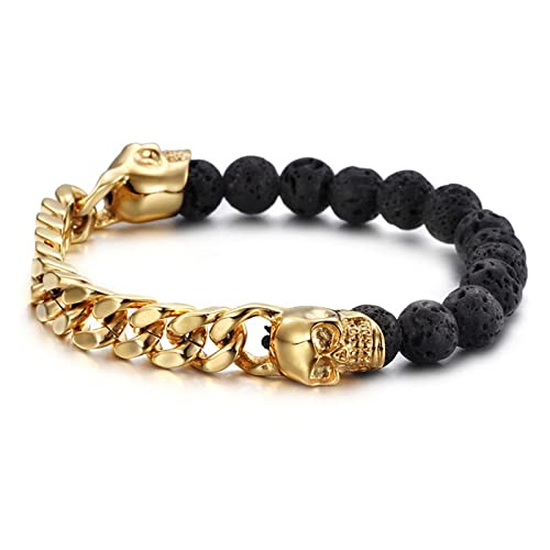 GMJGCIRVC Stainless Steel Bracelets Lava Stone and Curb Chain Bracelet von GMJGCIRVC