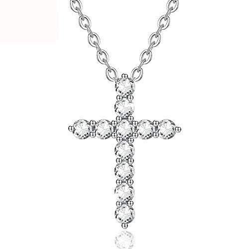 GMJGCIRVC Sterling Silber Silber Cross Anhänger Halskette Romantischer Stil Charme Frauen Schmuck für Freundin für Freundin von GMJGCIRVC