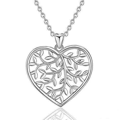 GMJGCIRVC Sterling Silver Silver Happiness Tree Of Life Olive Leaf Pendant Necklace For Men Women Sterling-silver Fine Jewelry von GMJGCIRVC