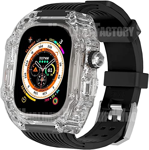GMJGCIRVC Transparent Watch Cover Silicon Sport Watch Band Mod Kit ， für Ultra 8 7 6 5 4 SE 44 mm 45 mm 49mm Serie Ersetzen Sie den Uhrengurt von GMJGCIRVC