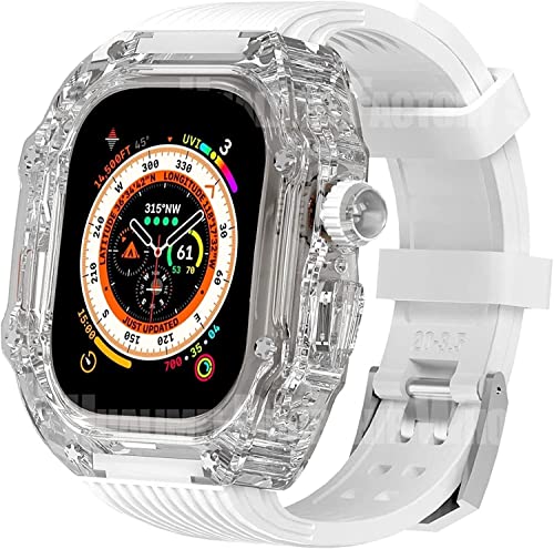 GMJGCIRVC Transparent Watch Cover Silicon Sport Watch Band Mod Kit ， für Ultra 8 7 6 5 4 SE 44 mm 45 mm 49mm Serie Ersetzen Sie den Uhrengurt von GMJGCIRVC