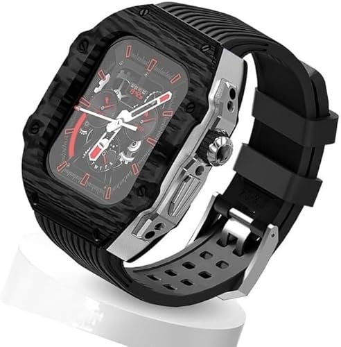 GMJGCIRVC Ultra 49 mm Fluor Gummi -Uhrengurt Kohlenstofffasermodifikation Kit ， für Ersatzabdeckungsgurt ， für iWatch 8 7 6 5 4 Se 45mm 44 mm von GMJGCIRVC