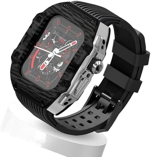 GMJGCIRVC Ultra 49 mm Fluor Gummi -Uhrengurt Kohlenstofffasermodifikation Kit ， für Ersatzabdeckungsgurt ， für iWatch 8 7 6 5 4 Se 45mm 44 mm von GMJGCIRVC
