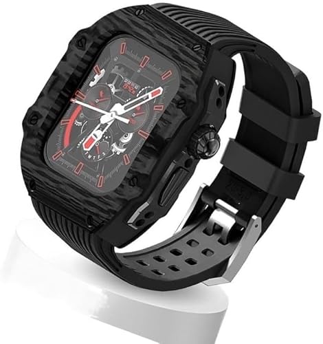 GMJGCIRVC Ultra 49 mm Fluor Gummi -Uhrengurt Kohlenstofffasermodifikation Kit ， für Ersatzabdeckungsgurt ， für iWatch 8 7 6 5 4 Se 45mm 44 mm von GMJGCIRVC