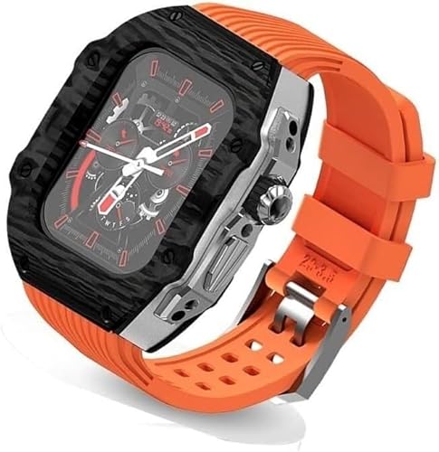 GMJGCIRVC Ultra 49 mm Fluor Gummi -Uhrengurt Kohlenstofffasermodifikation Kit ， für Ersatzabdeckungsgurt ， für iWatch 8 7 6 5 4 Se 45mm 44 mm von GMJGCIRVC