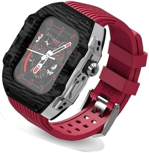 GMJGCIRVC Ultra 49 mm Fluor Gummi -Uhrengurt Kohlenstofffasermodifikation Kit ， für Ersatzabdeckungsgurt ， für iWatch 8 7 6 5 4 Se 45mm 44 mm von GMJGCIRVC
