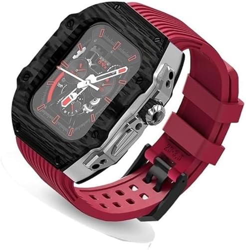 GMJGCIRVC Ultra 49 mm Fluor Gummi -Uhrengurt Kohlenstofffasermodifikation Kit ， für Ersatzabdeckungsgurt ， für iWatch 8 7 6 5 4 Se 45mm 44 mm von GMJGCIRVC