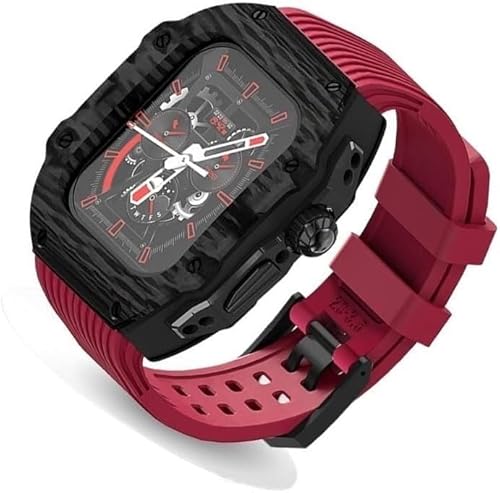 GMJGCIRVC Ultra 49 mm Fluor Gummi -Uhrengurt Kohlenstofffasermodifikation Kit ， für Ersatzabdeckungsgurt ， für iWatch 8 7 6 5 4 Se 45mm 44 mm von GMJGCIRVC