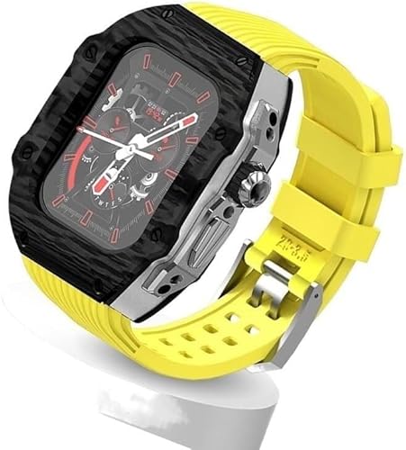 GMJGCIRVC Ultra 49 mm Fluor Gummi -Uhrengurt Kohlenstofffasermodifikation Kit ， für Ersatzabdeckungsgurt ， für iWatch 8 7 6 5 4 Se 45mm 44 mm von GMJGCIRVC
