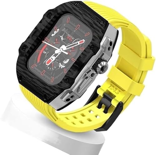 GMJGCIRVC Ultra 49 mm Fluor Gummi -Uhrengurt Kohlenstofffasermodifikation Kit ， für Ersatzabdeckungsgurt ， für iWatch 8 7 6 5 4 Se 45mm 44 mm von GMJGCIRVC