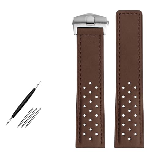 GMJGCIRVC Watchband 22mm echtes Lederarmband Uhrengurt Herren Armbanduhr Band Faltschnalle Nubuck Uhren -Armband -Accessoires von GMJGCIRVC