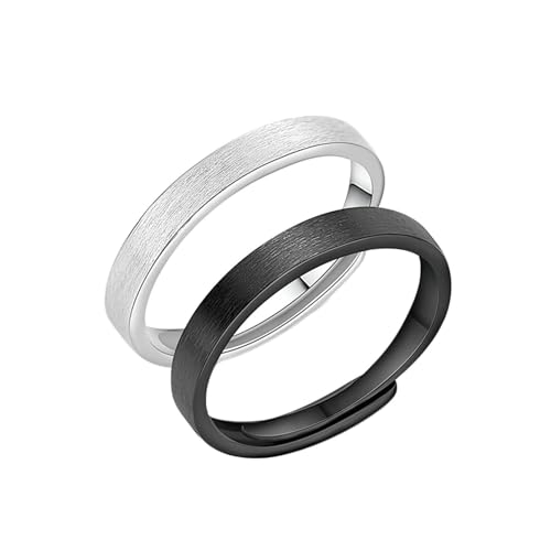 Gravures Versprechen Ringe Ring für Verlobungspaar, Paar Versprechen Ringe Sterling einstellbar, runder mattes Ring schwarz Gravures Versprechen Ringe Ring für Verlobungspaar, Paar Versprechen Ringe Sterling einstellbar, runder mattes Ring schwarz von GMJGCIRVC