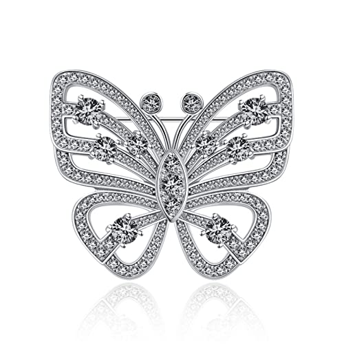 Luxus Sster Silber Silber Schmetterling Schmetterling Strass Zirkonbrosch von GMJGCIRVC