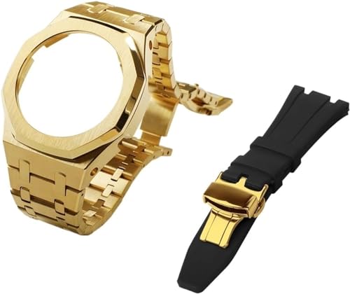 Metalluhr Fall Lünette Uhr Riemen+Fluorubber Watch Band Combination Set,For GA2100 GA2110 GAB2100 GM2100 Mod Kit für Uhr Voll, GM-2100, Standard, Standard von GMJGCIRVC