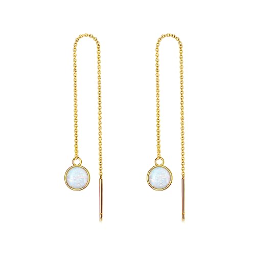 Ohrringe 14K Solid Threader Ohrringe für Frauen zierlich Opal Langkette Ohrring Hanging Drop Ohrring für Mutter Frau Geburtstag Muttertag von GMJGCIRVC