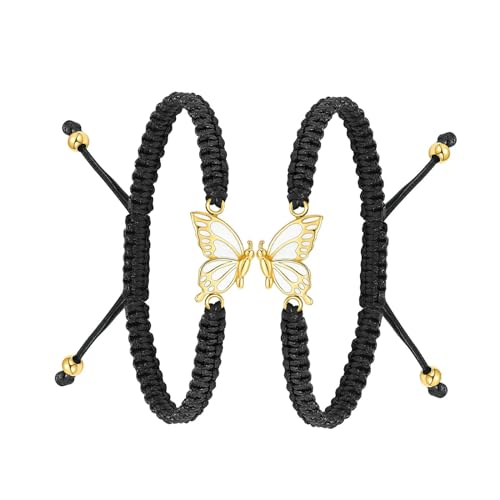 GMLRTOSPT 2er-Pack Schmetterlings-Einäscherungsarmband für Asche, geflochtenes Seil, verstellbarer Armreif, Andenken, Gedenkschmuck für Frauen und Mädchen, Gold von GMLRTOSPT