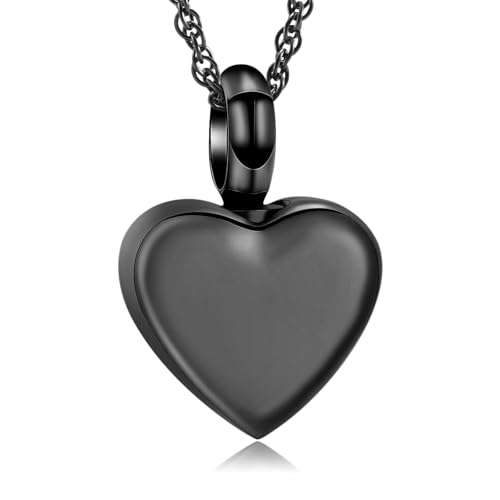GMLRTOSPT 316L Edelstahl Blanko Kleine Herz Urnen Halskette für Asche Anhänger Andenken-schwarz von GMLRTOSPT