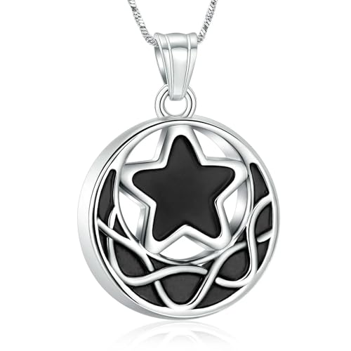 GMLRTOSPT Asche-Halskette für Asche, Mondstern-Urnen-Anhänger, Asche-Gedenkkette für Frauen, Schwarz von GMLRTOSPT