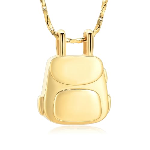 GMLRTOSPT Asche-Schmuck für die Einäscherung, Rucksack-Anhänger, Urnen-Halskette, Andenken an geliebte Menschen, Gedenkgeschenk für Frauen und Männer, Gold von GMLRTOSPT