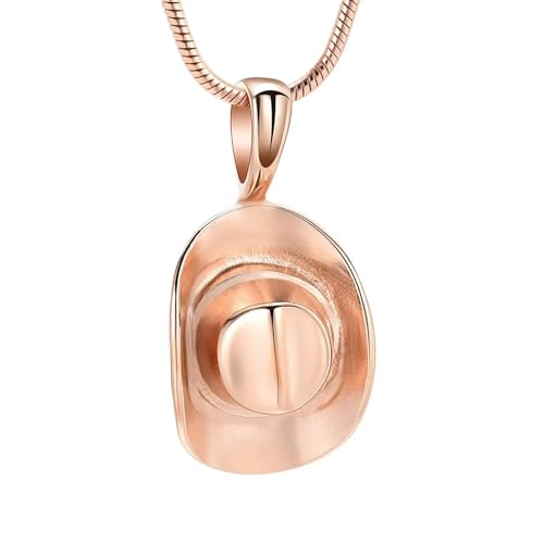 GMLRTOSPT Ascheschmuck für die Einäscherung, Hut-Urnen-Halskette für die Asche, Edelstahl-Asche-Anhänger, Andenken, Gedenkschmuck für Frauen und Männer, Rose von GMLRTOSPT