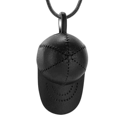 GMLRTOSPT Baseballmütze Urnenkette für Aschehalter Edelstahl Gedenkurne Schmuck-Schwarz von GMLRTOSPT