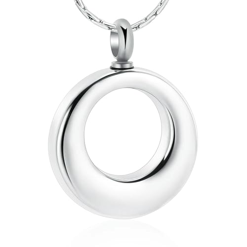 GMLRTOSPT Baum des Lebens Einäscherung Schmuck für Asche Anhänger Runde Farbe Halskette für Frauen und Männer Edelstahl Anhänger Andenken-Stahl von GMLRTOSPT