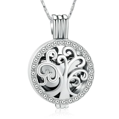 GMLRTOSPT Baum des Lebens Feuerbestattungsschmuck Herz Urnenkette für Asche für Frauen Männer Gedenkasche Andenken Urnenschmuck-Stahl von GMLRTOSPT