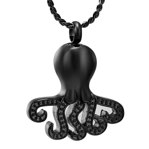 GMLRTOSPT Beliebte Urnenhalter-Halskette mit Anhänger der Octopus Ocean-Serie für Männer und Frauen, geeignet für Menschen/Tier-Haustiere-Schwarz von GMLRTOSPT