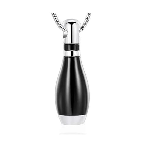 GMLRTOSPT Bowling-Urnen-Halskette zur Aufbewahrung der Asche geliebter Menschen für Frauen und Männer, Gedenkschmuck aus Edelstahl, Andenken-Anhänger, Schwarz von GMLRTOSPT