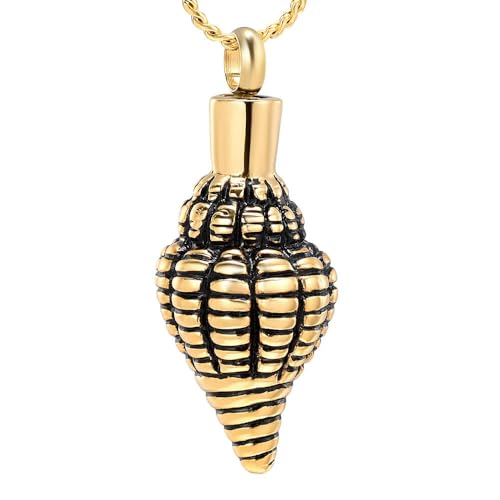 GMLRTOSPT Conch-Anhänger Herren- und Damenschmuck Gedenkschnitzerei Edelstahl Bestattungsurne Schmuck-Gold von GMLRTOSPT