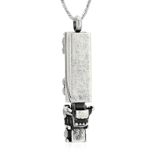 GMLRTOSPT Cremation Jewelry 18 Wheeler Semi Truck Urnenkette für Asche Anhänger Aschehalter Gedenk-Andenken-Halskette - Retro-Silber von GMLRTOSPT