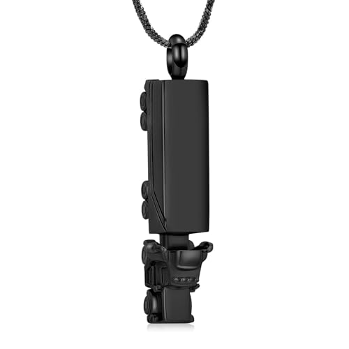 GMLRTOSPT Cremation Jewelry 18 Wheeler Semi Truck Urnenkette für Asche Anhänger Aschehalter Gedenk-Andenken-Halskette-schwarz von GMLRTOSPT