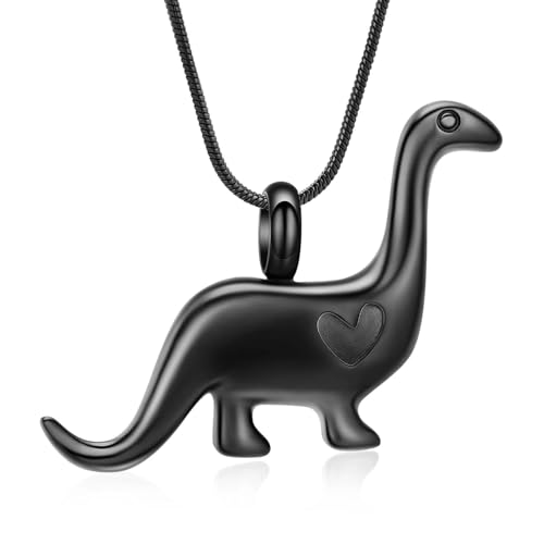 GMLRTOSPT Dinosaurier-Urnen-Halskette für Asche für Frauen und Männer, Gedenk-Andenken, Urnenschmuck, Schwarz von GMLRTOSPT