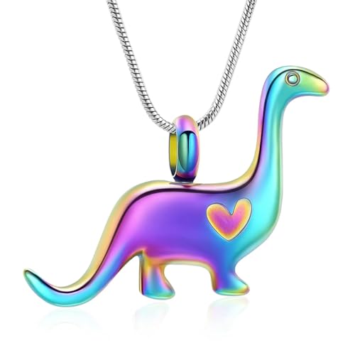 GMLRTOSPT Dinosaurier-Urnen-Halskette für Asche für Frauen und Männer, Gedenk-Andenken, Urnenschmuck, bunt von GMLRTOSPT