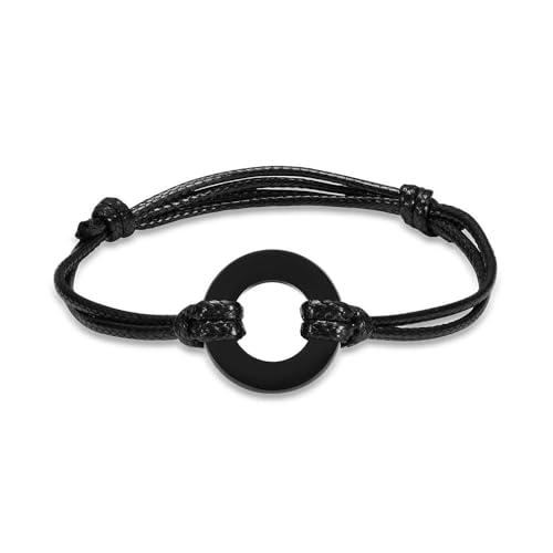 GMLRTOSPT Feuerbestattungsarmband für Asche, kreisförmig, verstellbar, Seil, Gedenkurnenarmband für Damen und Herren, Andenken, Feuerbestattungsasche, Schmuck, Schwarz von GMLRTOSPT