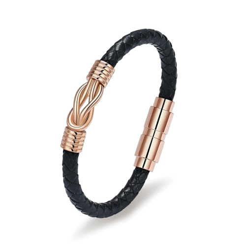 GMLRTOSPT Feuerbestattungsarmband für Asche für Damen und Herren, Urnen-Gedenkschmuck, geflochtenes Lederarmband mit Magnetverschluss, Armreif, Roségold, 20 cm GMLRTOSPT Feuerbestattungsarmband für Asche für Damen und Herren, Urnen-Gedenkschmuck, geflochtenes Lederarmband mit Magnetverschluss, Armreif, Roségold, 20 cm von GMLRTOSPT