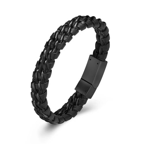 GMLRTOSPT Feuerbestattungsarmband für Asche für Männer, Edelstahl, Urnen-Gedenkschmuck, gewebtes Lederarmband, Armreif, Andenken an die Liebsten, Schwarz, 20 cm GMLRTOSPT Feuerbestattungsarmband für Asche für Männer, Edelstahl, Urnen-Gedenkschmuck, gewebtes Lederarmband, Armreif, Andenken an die Liebsten, Schwarz, 20 cm von GMLRTOSPT