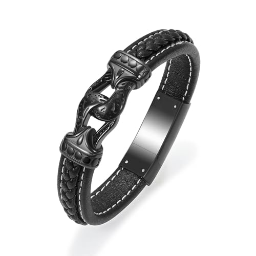 GMLRTOSPT Feuerbestattungsarmband für Asche für Männer und Frauen, Lederarmband mit Magnetverschluss, Urnenarmreif, Andenken, Edelstahl, Gedenkgeschenk, Schwarz, 20 cm GMLRTOSPT Feuerbestattungsarmband für Asche für Männer und Frauen, Lederarmband mit Magnetverschluss, Urnenarmreif, Andenken, Edelstahl, Gedenkgeschenk, Schwarz, 20 cm von GMLRTOSPT