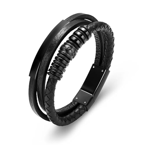 GMLRTOSPT Feuerbestattungsschmuck, Gedenkurnenarmband für Asche, für Männer und Frauen, Andenken, Gedenkarmreif, geflochtenes Lederarmband, Geschenk, Schwarz, 22 cm von GMLRTOSPT