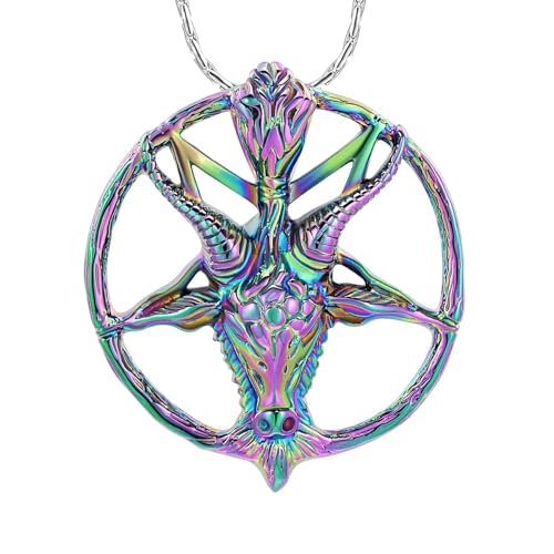 GMLRTOSPT Feuerbestattungsschmuck, Ziegenurnen-Halskette für Asche für Männer, Gedenk-Andenken, Anhänger, Medaillon für Asche, bunt von GMLRTOSPT